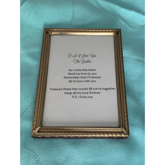1960s Gold Table Frame Beatles Song P.S. I Love You - Picture 10 of 10